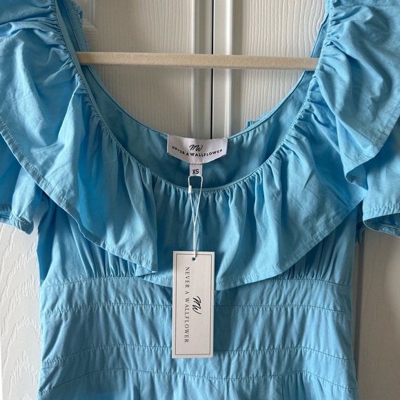 NWT Never a Wallflower Designer Light Blue Air Poplin Chloe Dress Size XS - Picture 7 of 7